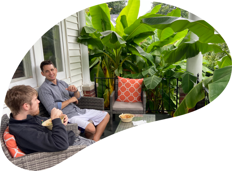 Jeremy and Steve on the front porch